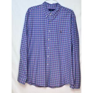 Ralph Lauren Men's Size 2XL Pink/Blue Plaid Long Sleeve Button Down Shirt